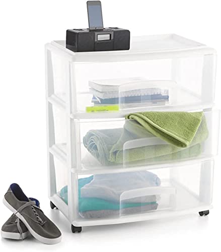 Plastic Storage Drawer Cart with 3 Clear Drawers M185