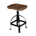 Solid Wood and Black Metal Swivel Stool Z9479