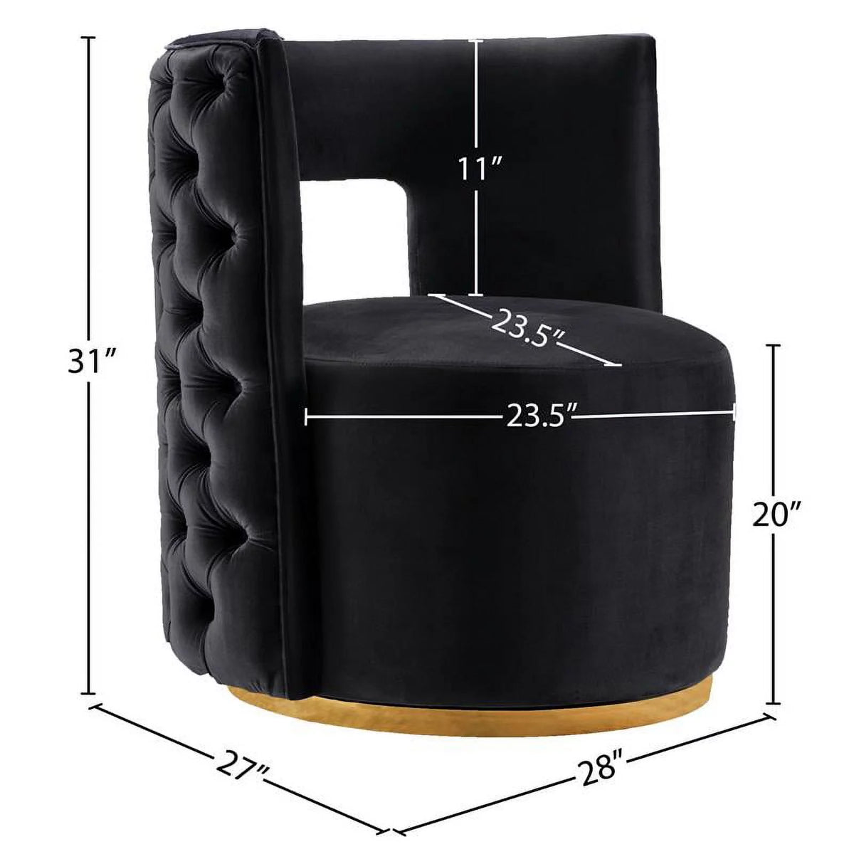 Black Gold Velvet Swivel Accent Chair X252959