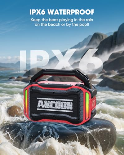 Bluetooth Wireless Speaker with Bass, 20H Playtime, IPX6 Waterproof (Black) C144