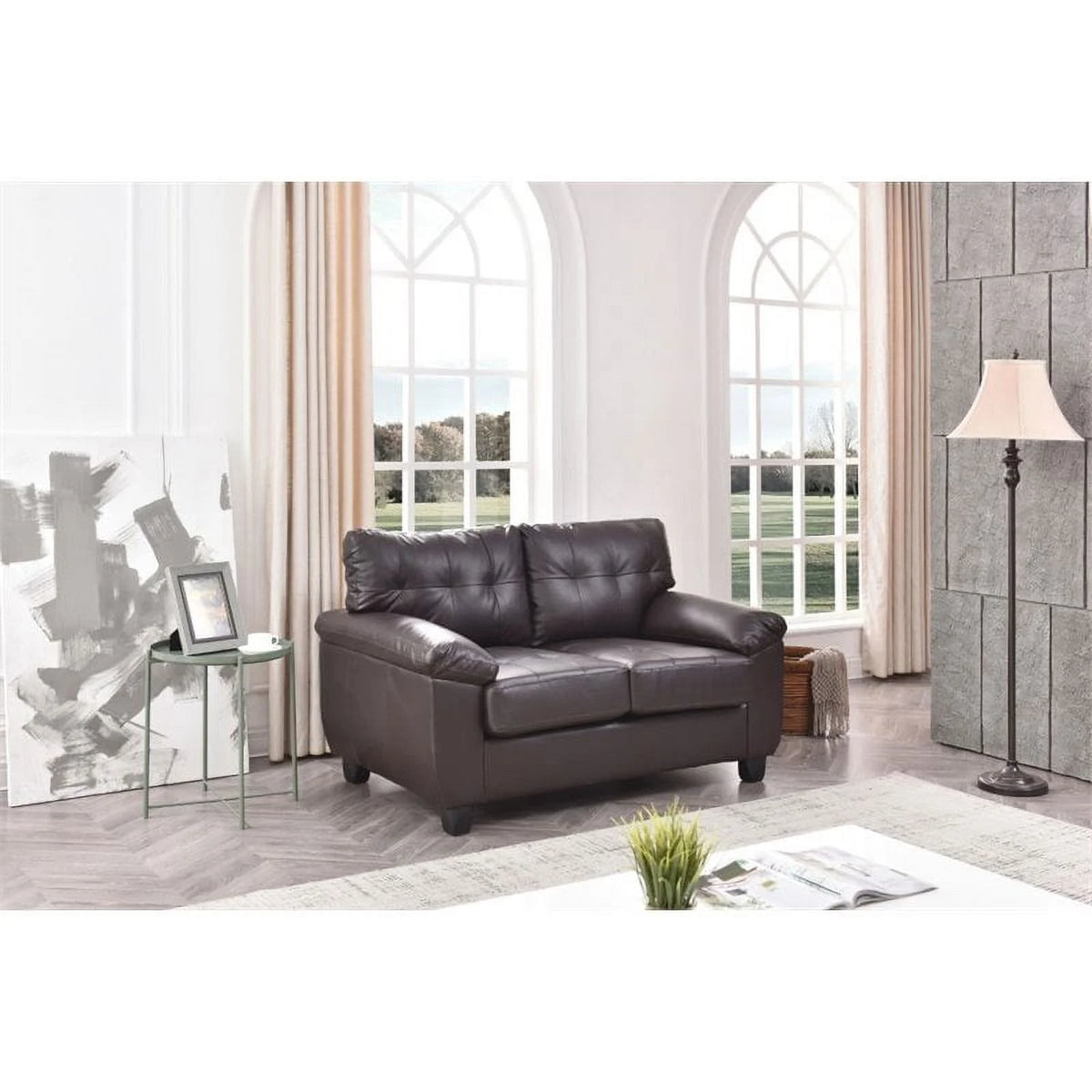 Faux Leather Loveseat N4782