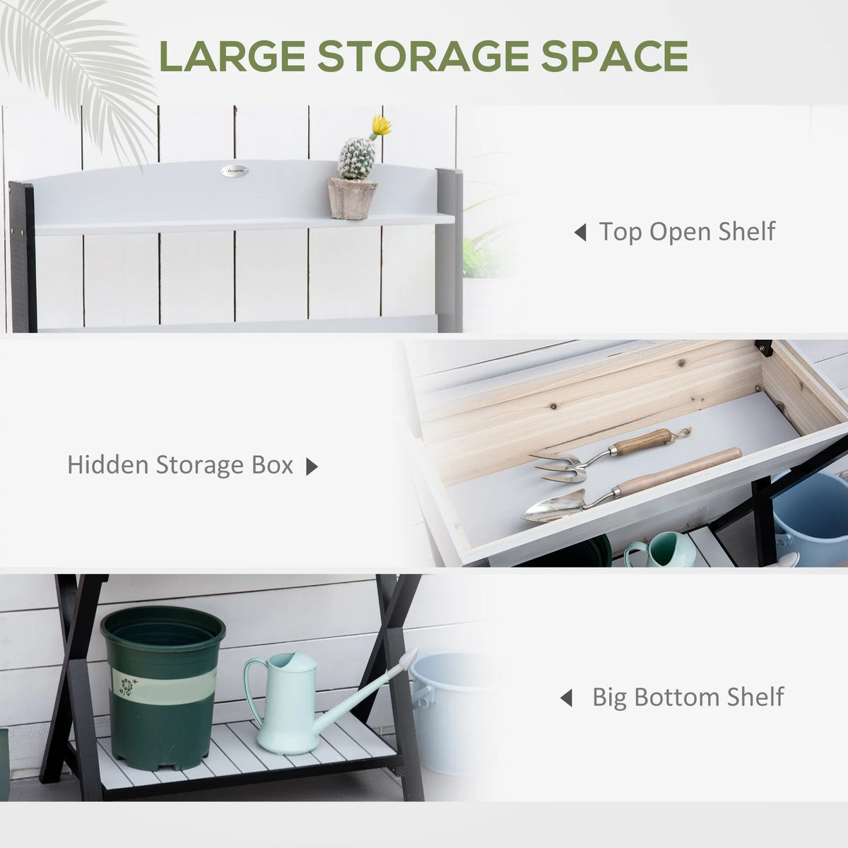 Wood Potting Bench Table with Storage Box N50437