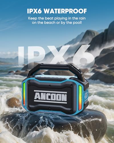 Bluetooth Wireless Speaker with Bass, 20H Playtime, IPX6 Waterproof (Black) C144