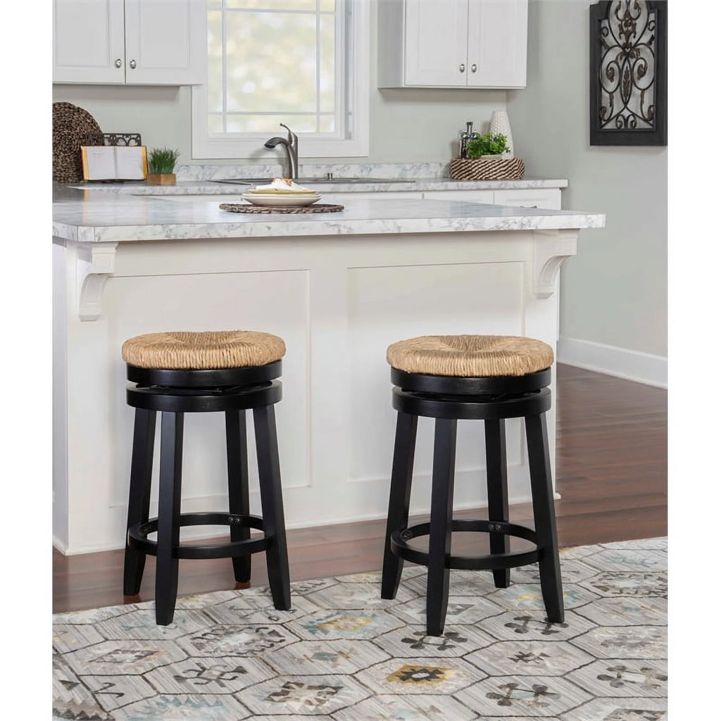 Black Wood Swivel Counter Stool Set of 2 G5247