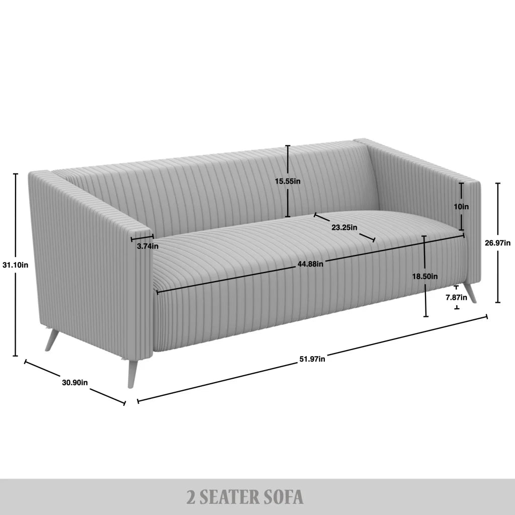 Light Blue Pleated Velvet Upholstered Loveseat Q3167