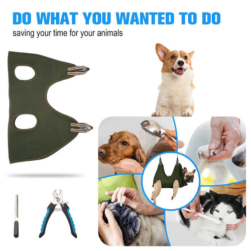 10 in 1 Pet Grooming Hammock Harness with Nail Clippers X488