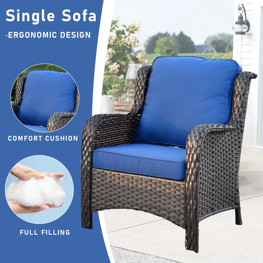 2 Pieces Wicker PE Rattan Patio Chairs with Fabric Cushions N901