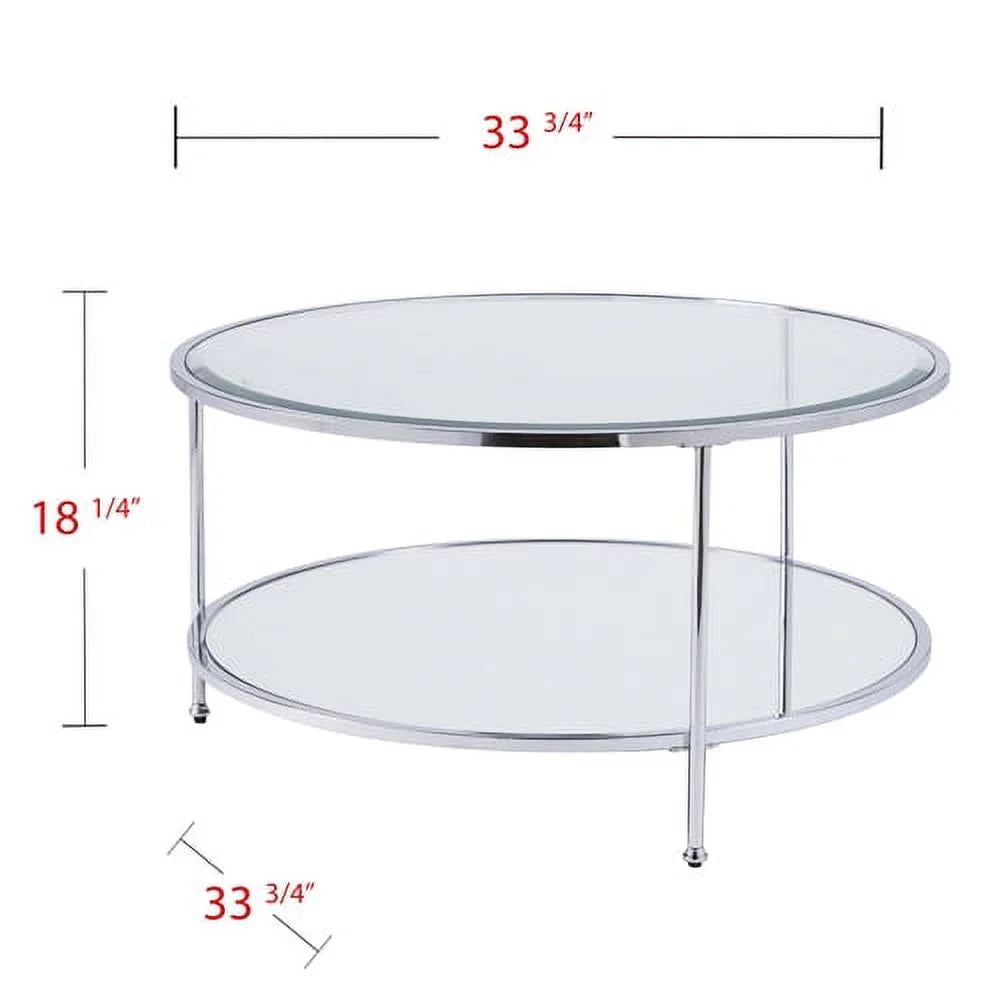Mirrored Glass Round Coffee Table Set N929186