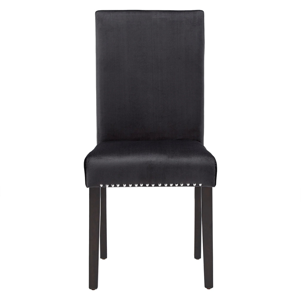 Black Velvet Upholstered Dining Chairs Set of 2 J9788