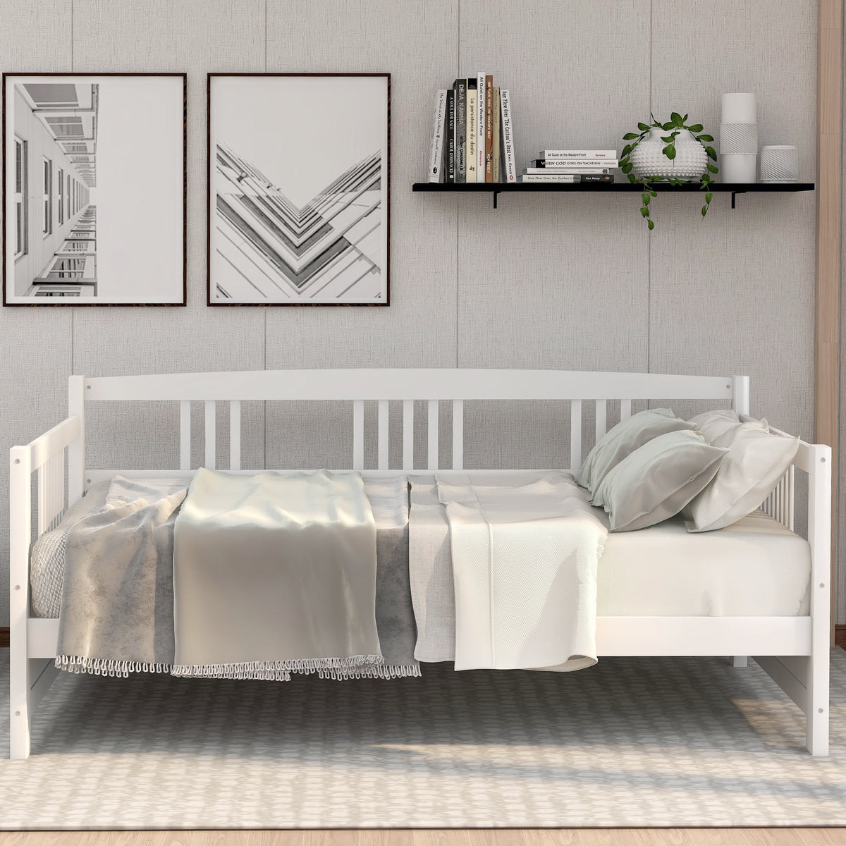 White Twin Size Solid Wood Daybed X114896