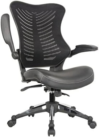Black Ergonomic Mesh Office Chair with Flip-up Arms W41281