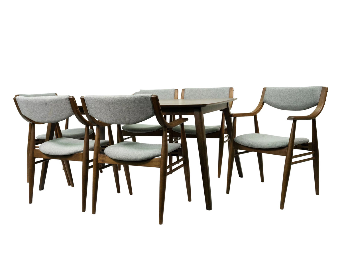 7-Piece Solid Wood Dining Table and 6 Chairs Q576242