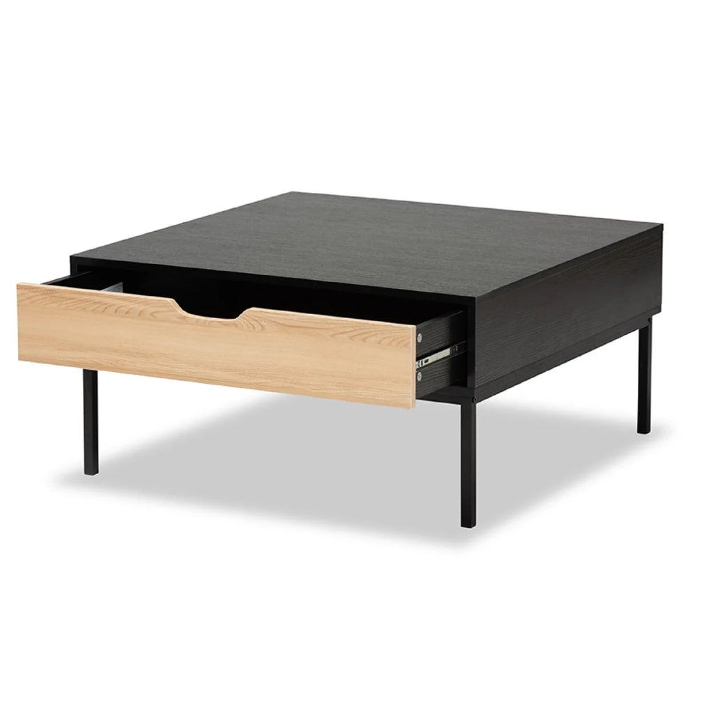 Oak Brown and Black Wood Coffee Table F696