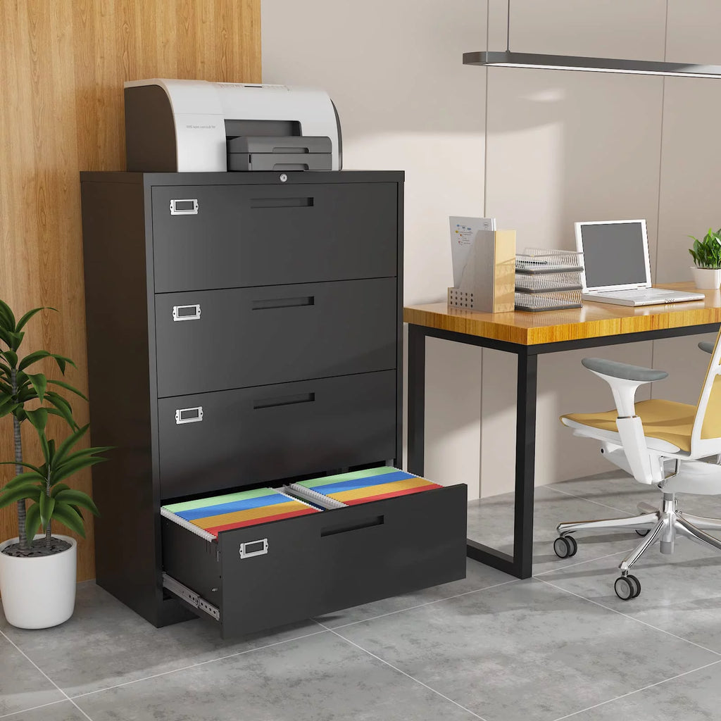 4 Drawer Metal Lateral File Cabinet with Lock R74253