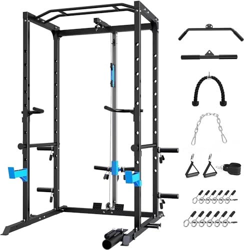 Power Cage with J-Hooks, Dip Handles, Landmine Attachment Q806