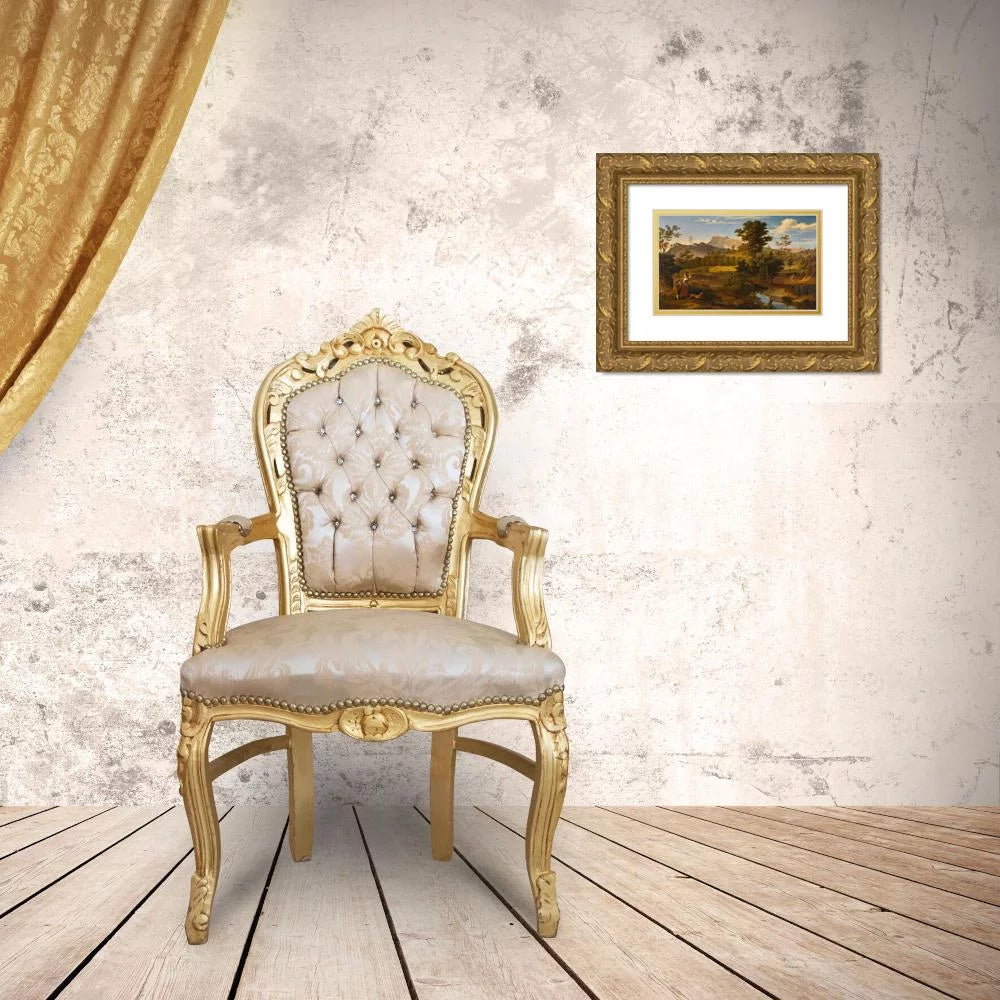 Gold Ornate Wood Frame Double Matted Art Print Y516977
