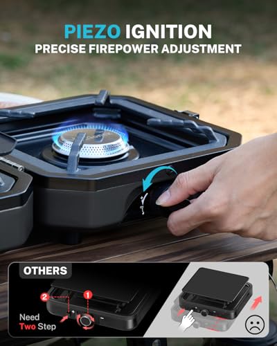 2 Burner Propane Camping Stove with Griddle & Grates D882521