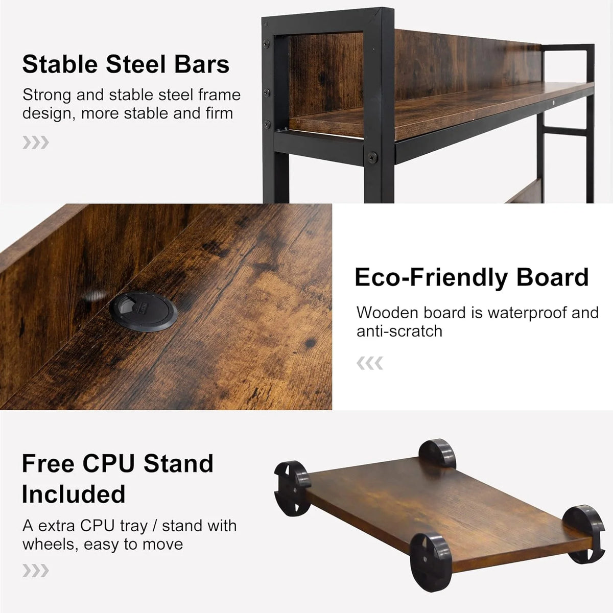 48" Computer Desk with Bookshelf & CPU Stand S606919