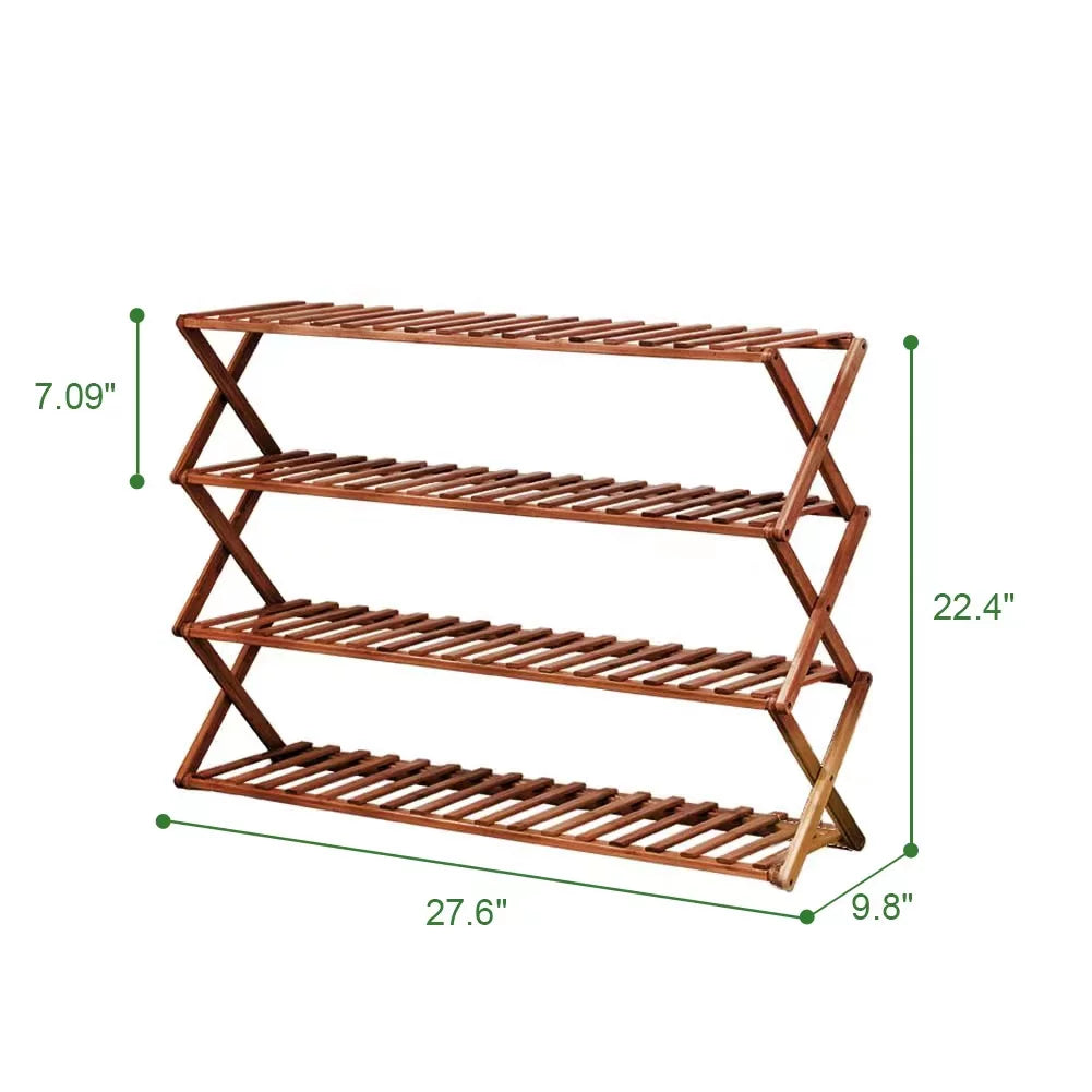 Bamboo 4-Tier Folding Shoe Rack E626