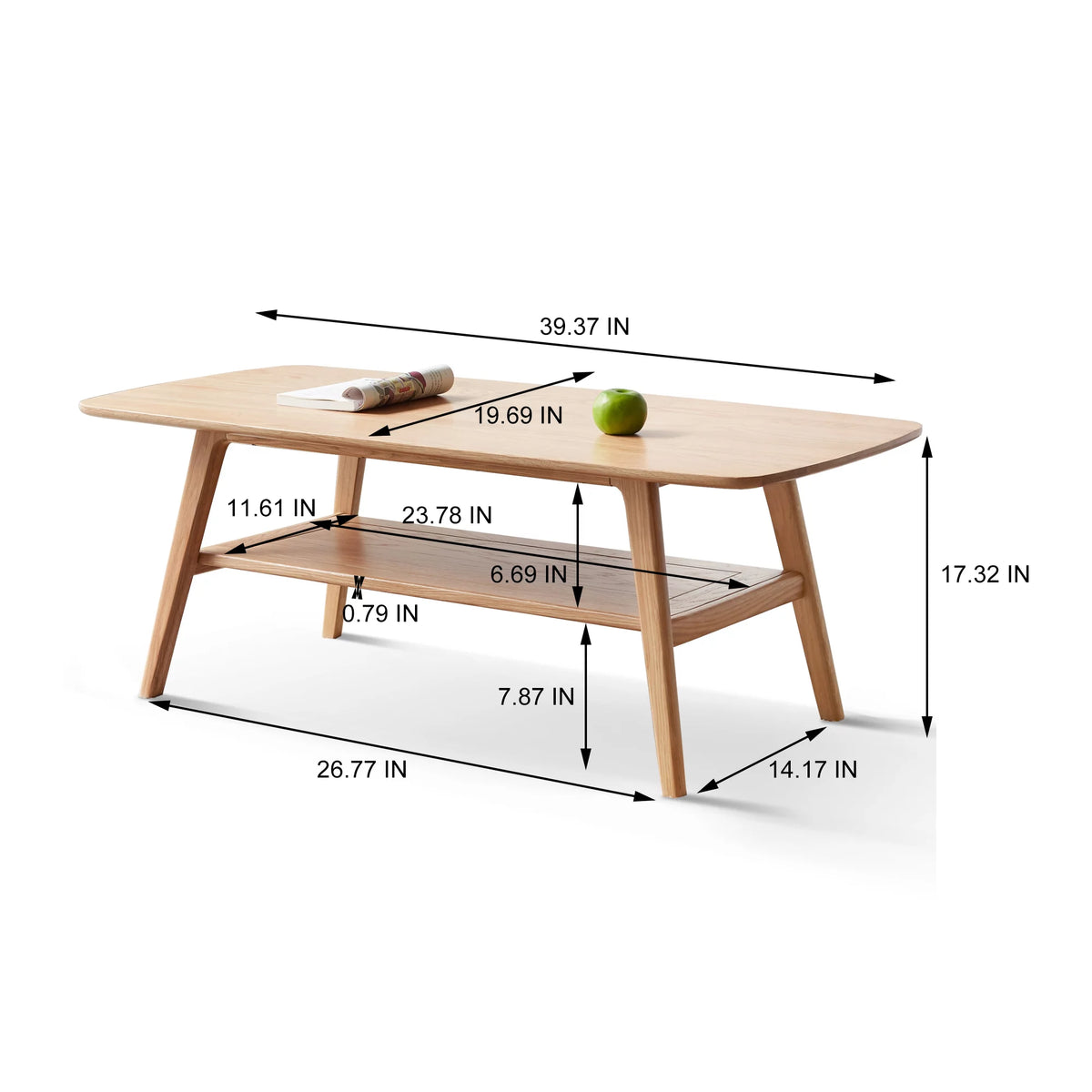 Wood Coffee Table with Storage Shelf N941