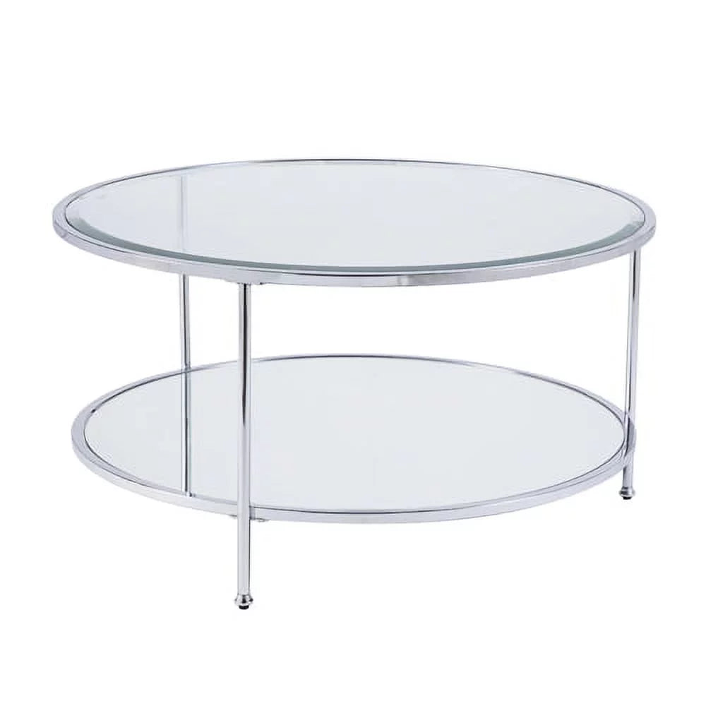 Mirrored Glass Round Coffee Table Set N929186
