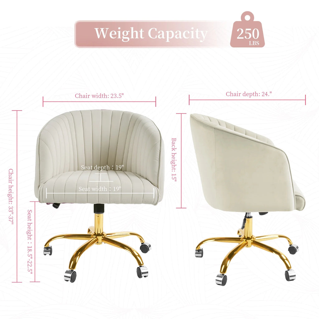 Velvet Swivel Office Chair with Wheels H717383