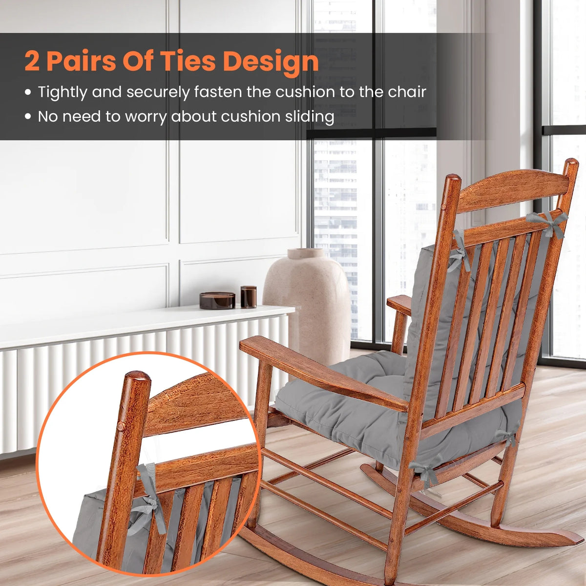 Grey 2 Piece Rocking Chair Cushion Set X88567