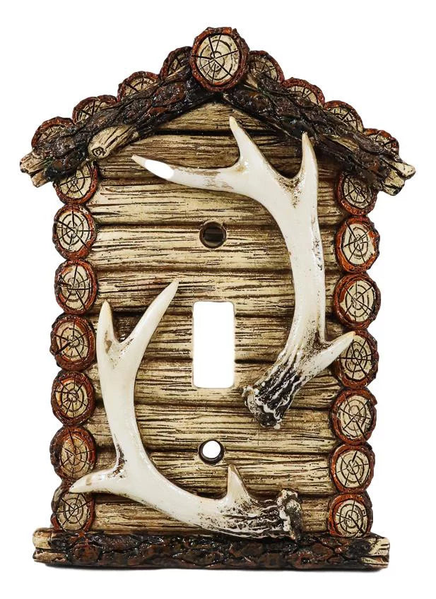 Rustic Deer Antlers Single Toggle Switch Wall Plate C513