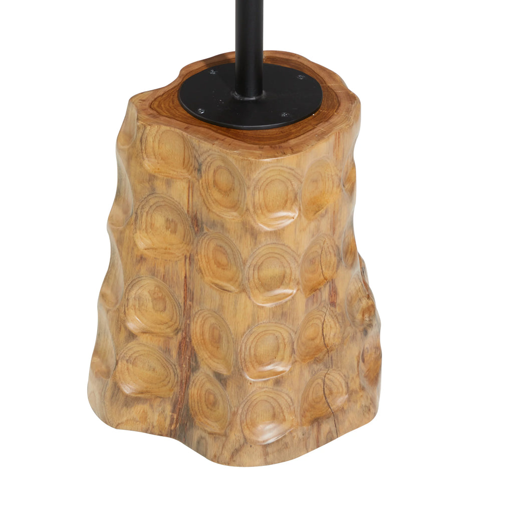 Brown Teak Wood Live Edge Accent Table with Tree Stump Base N908