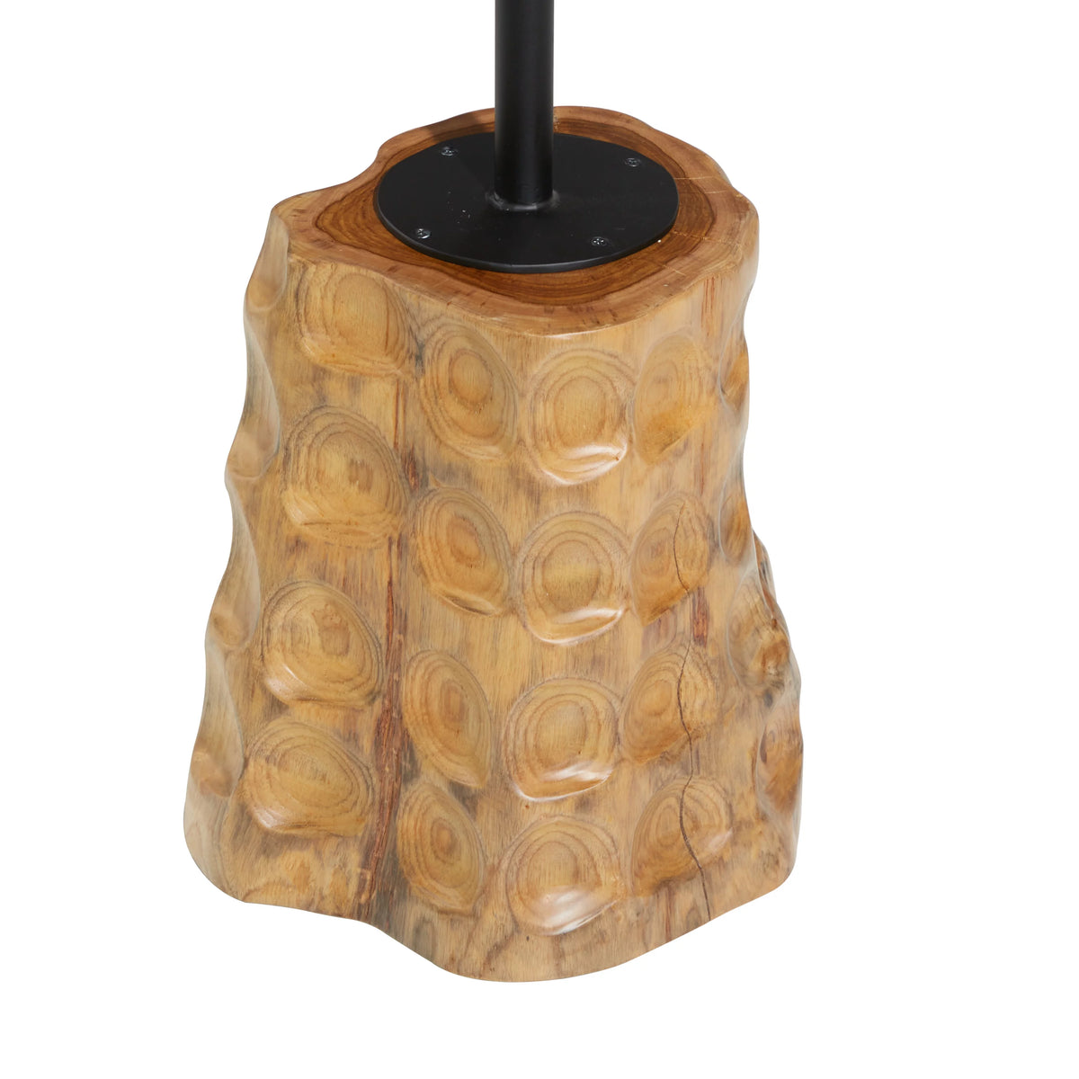 Brown Teak Wood Live Edge Accent Table with Tree Stump Base N908