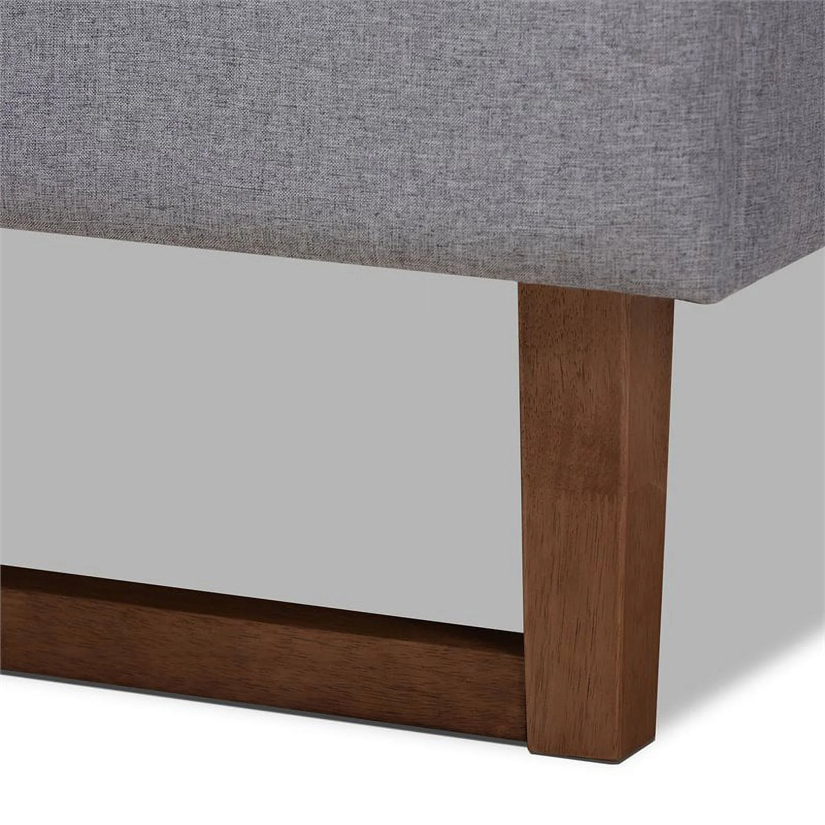 Mid-Century Wood and Fabric Queen Platform Bed I805