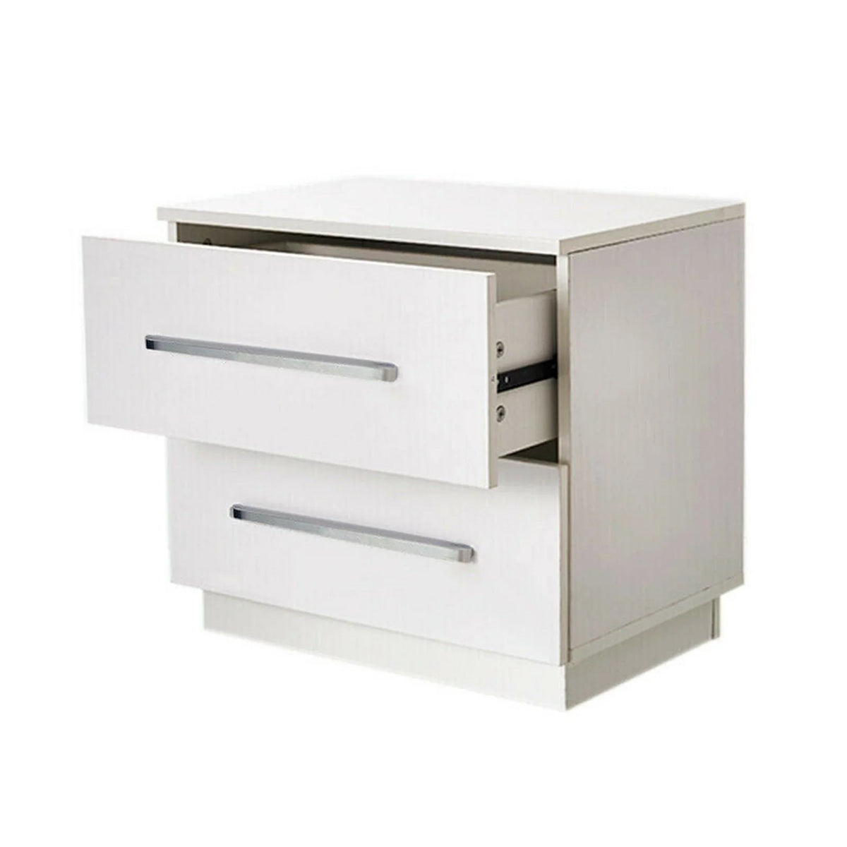 White High Gloss Nightstand with LED Light 2 Drawers Z825428