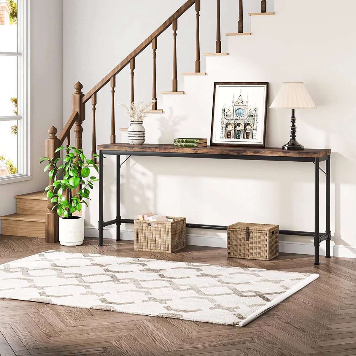 Rustic Brown Narrow Console Table X4975