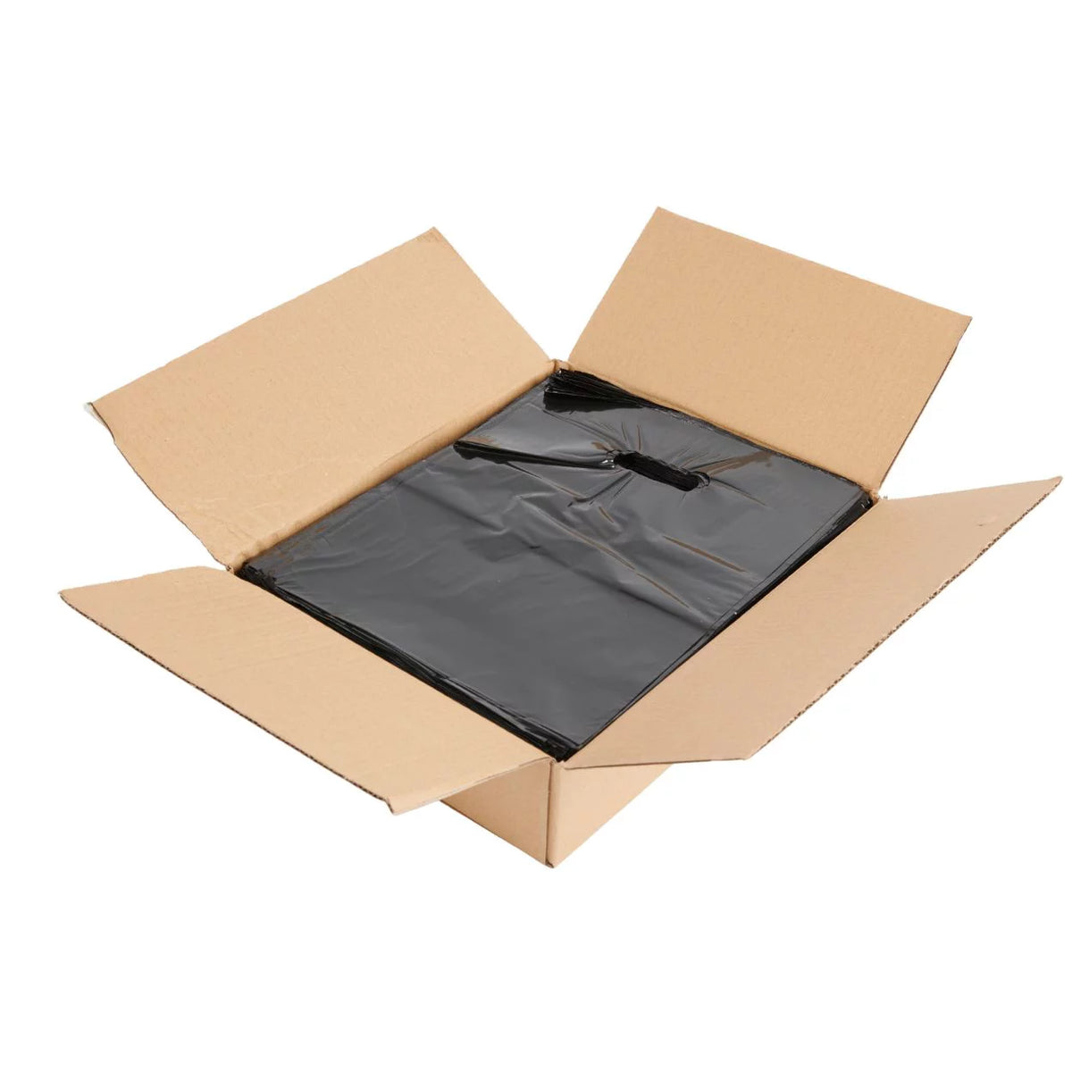 Black Plastic Merchandise Shopping Bags with Die Cut Handles 9" x 12" Case of 1,000 H2781