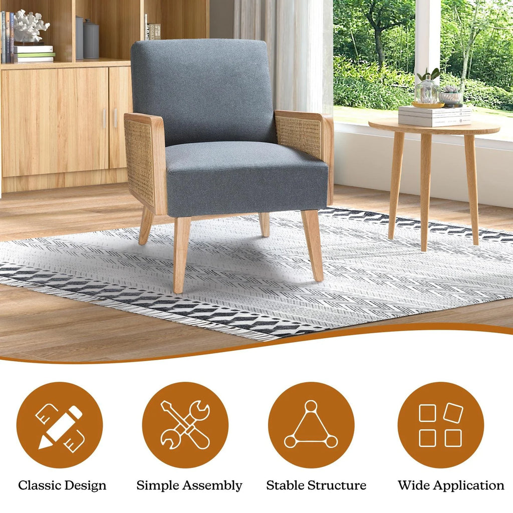 Blue Fabric Upholstered Wooden Accent Chair X472