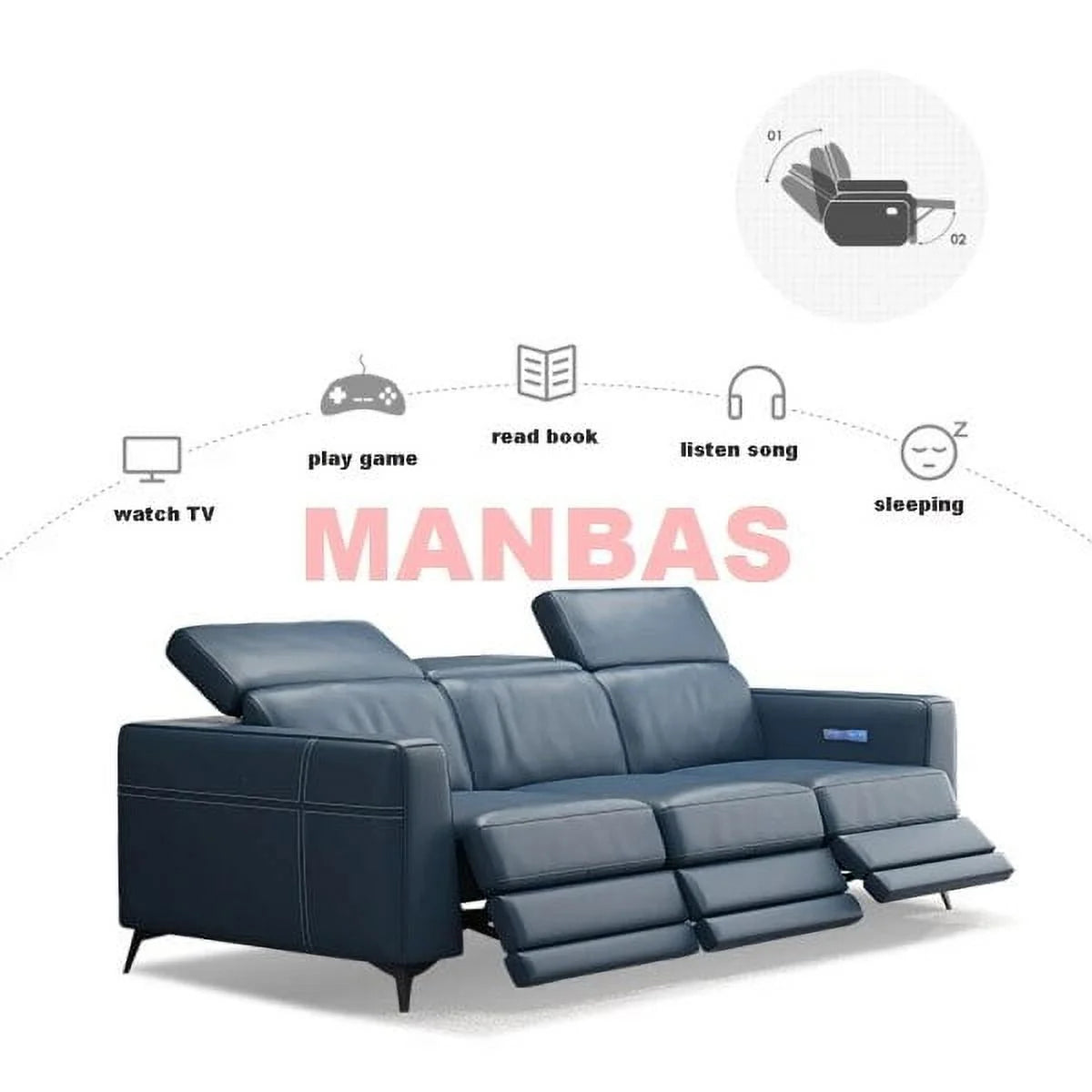 Genuine Leather Reclining Sofa Set C402575