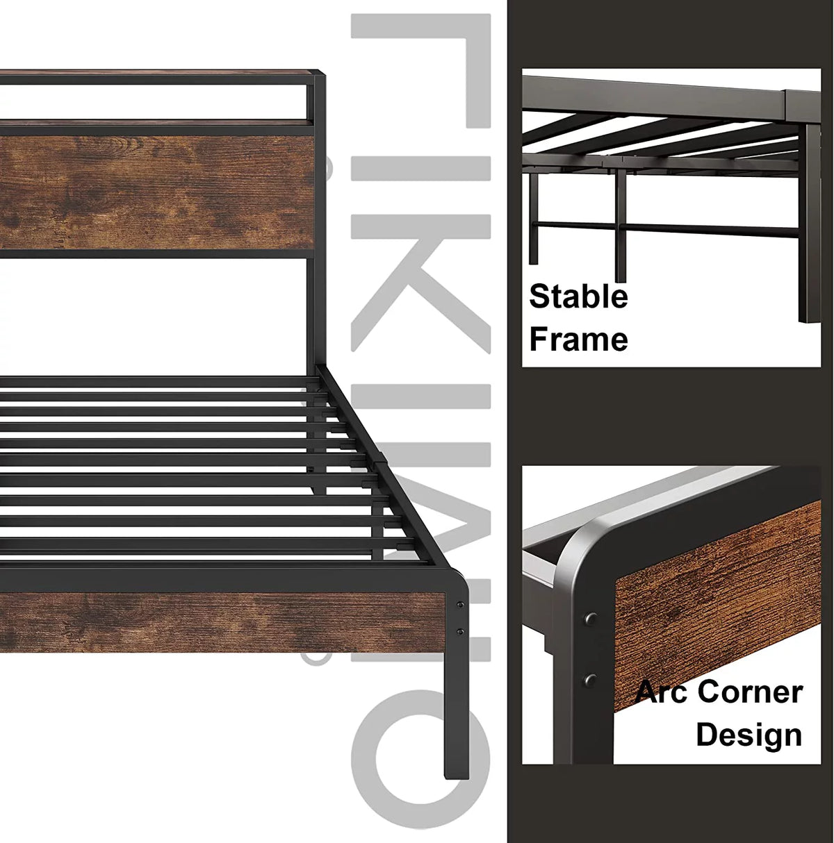 Queen Bed Frame with Industrial Headboard P9411