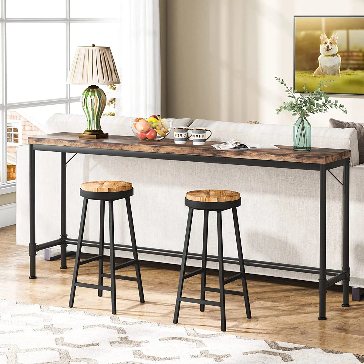 Rustic Brown Narrow Console Table X4975