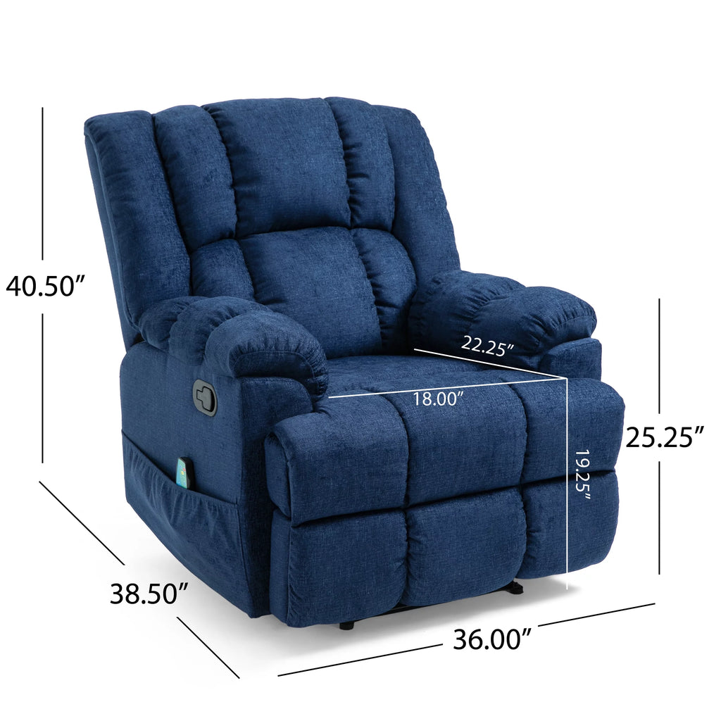Navy Blue Fabric Tufted Recliner F2789
