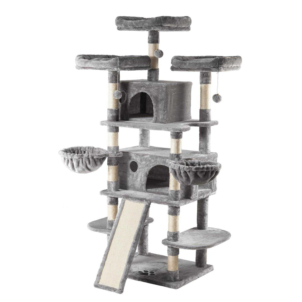 68 Inches Multi-Level Cat Tree with Cat Condo Plush Perches Sisal Scratching D5298