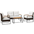 4 PCs White Patio Furniture Set V949683