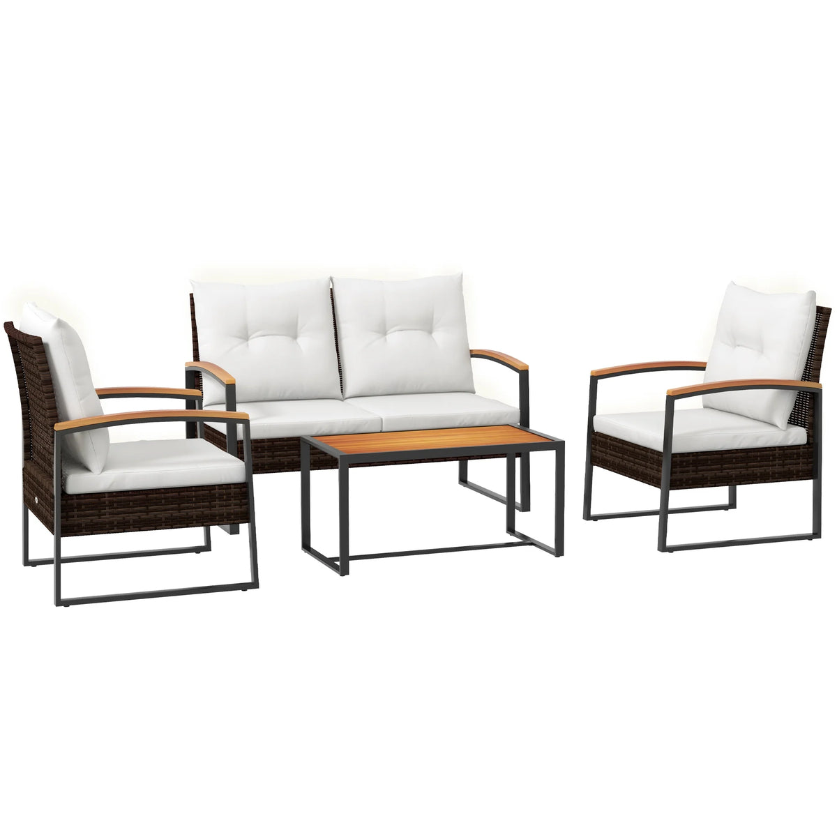 4 PCs White Patio Furniture Set V949683