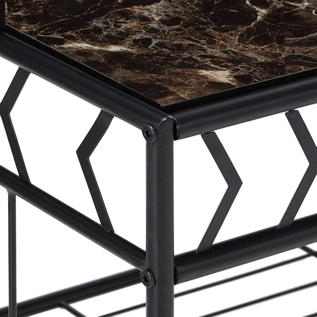 5 Tier Black Metal & Wood Kitchen Storage Rack D6030