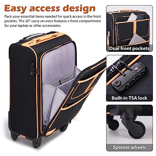 4 Piece Set Expandable Spinner Softshell Luggage S5379