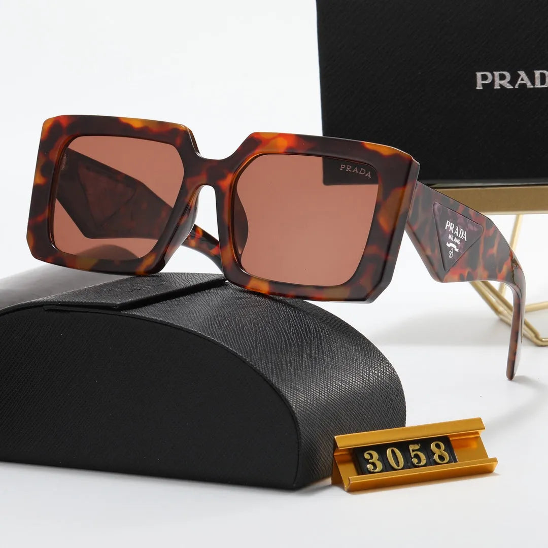 Triangle Letter Leopard Print Polarized Sunglasses T4564