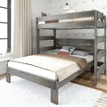 Solid Wood Twin over Queen L-Shaped Bunk Bed V646