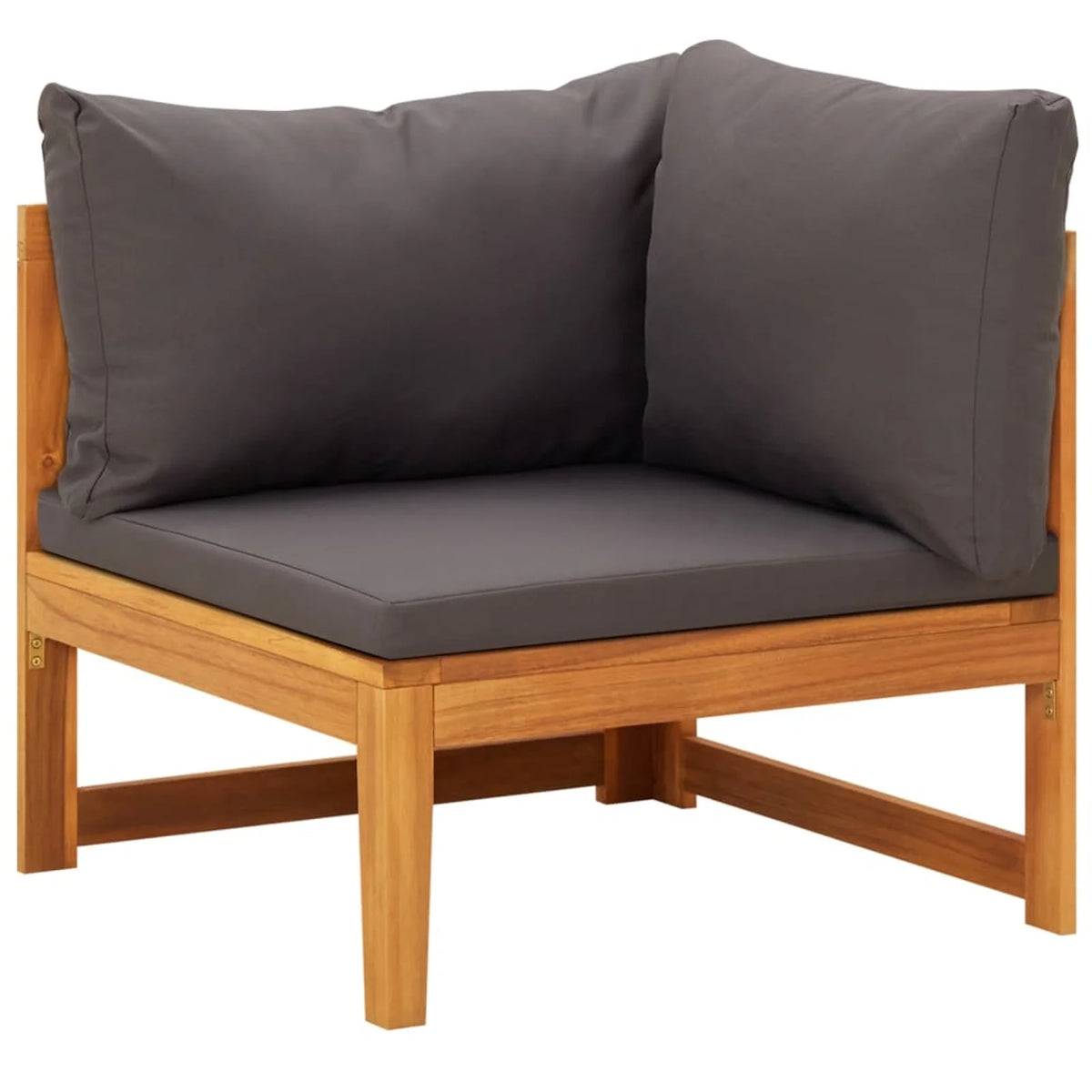 4 Piece Dark Gray Cushioned Acacia Wood Patio Lounge Set Q30486