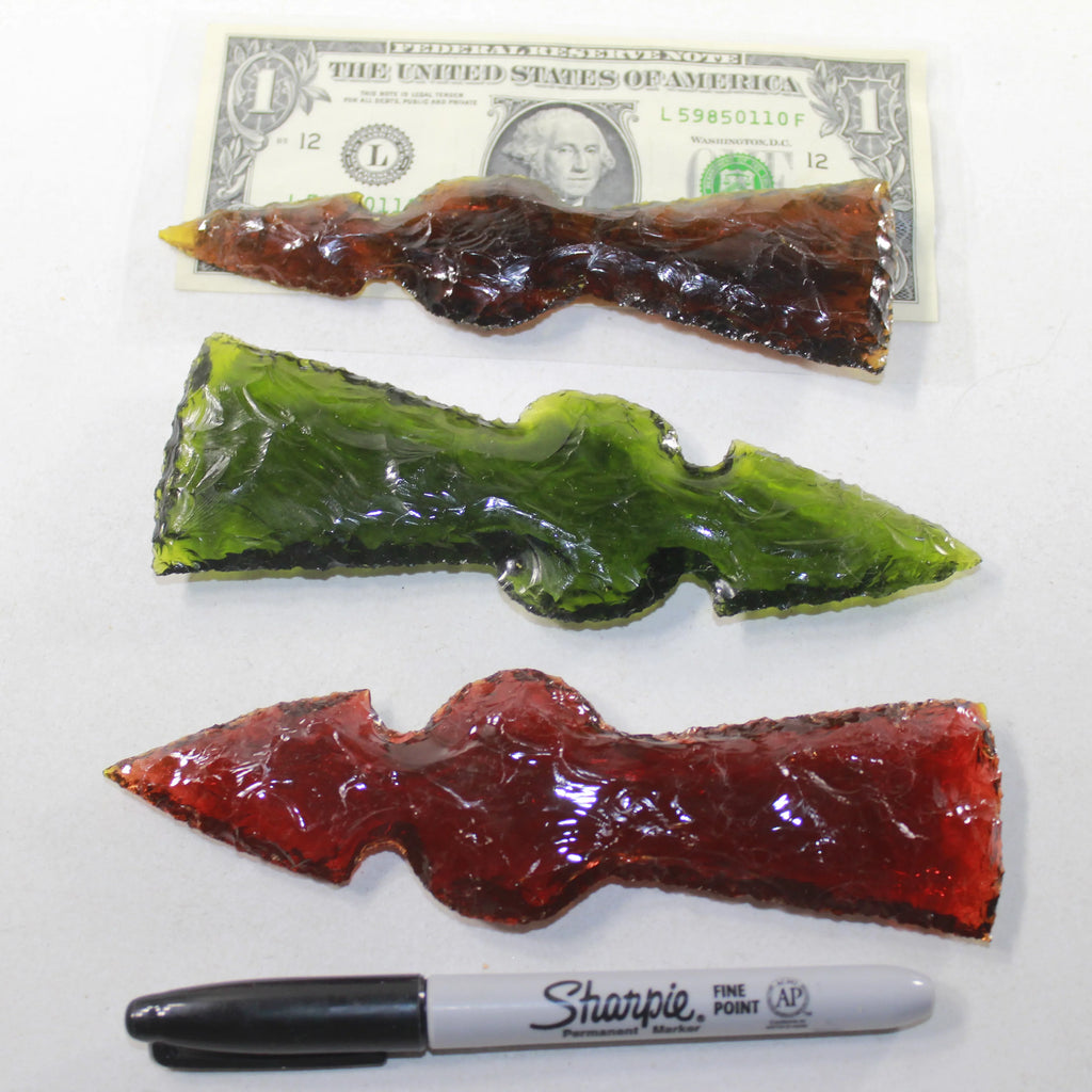 3 Glass Ornamental Tomahawk Heads J626359