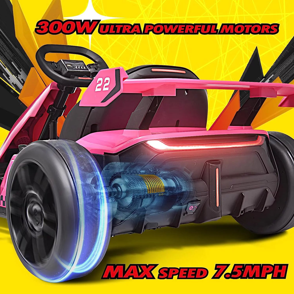 24 V 300W Electric Pedal Go Kart with Drift Mode, Pink A9815