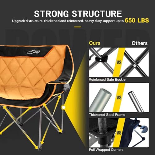 Oversized Fully Padded Folding Camping Chair Black E1471